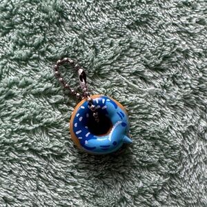 Blue Donut Keychain with Sprinkles